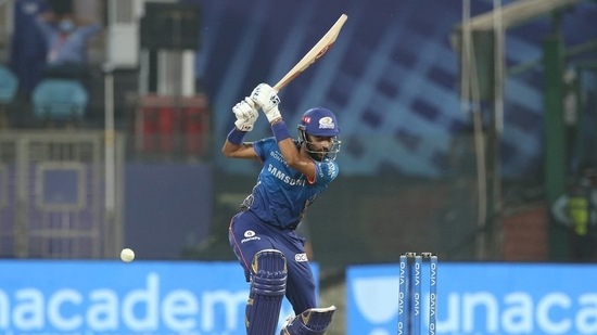 MI needed to steady their ship and Krunal Pandya, along with de Kock did just that. He scored a 26-ball 39 and registered a match-winning 63 run partnership for the third wicket.(IPL/Twitter)