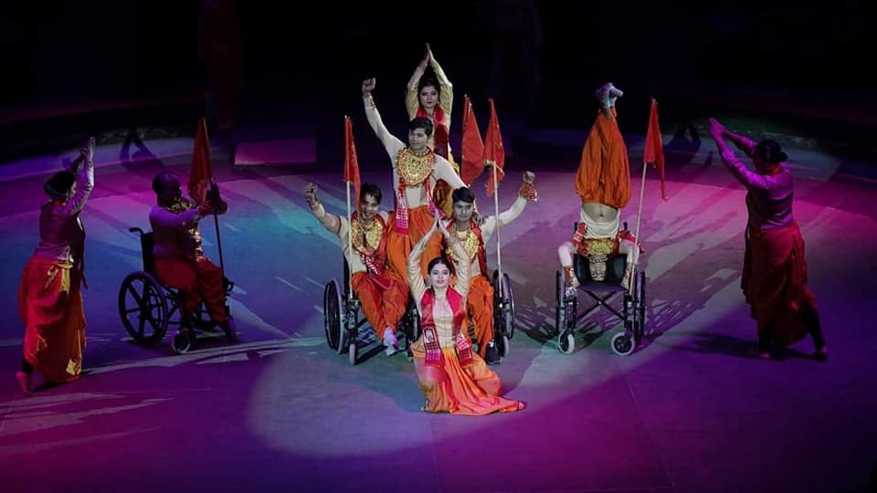 Wheelchairs and crutches turn into props during the performances by artistes from AAMAD. Wheelchairs and crutches turn into props during the performances by artistes from AAMAD.