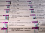 Boxes of AstraZeneca Covid-19 vaccine are seen at a vaccination centre amid the coronavirus disease outbreak.