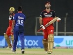 Amit Mishra celebrates the wicket of Glenn Maxwell during the match between the Royal Challengers Bangalore and Delhi Capitals at the Narendra Modi Stadium. (ANI Photo/IPL Twitter) Amit Mishra celebrates the wicket of Glenn Maxwell during the match between the Royal Challengers Bangalore and Delhi Capitals at the Narendra Modi Stadium. (ANI Photo/IPL Twitter)