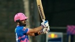 Manan Vohra of Rajasthan Royals plays a shot.(PTI) Manan Vohra of Rajasthan Royals plays a shot.(PTI)