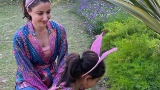 Inaaya with her mother Soha Ali Khan on Easter.
