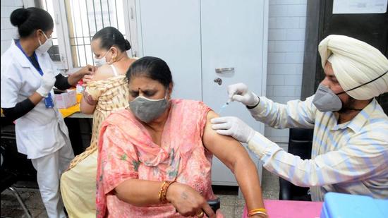 Women get their second dose of Covid-19 vaccines at CHC Model Town, in Patiala, Punjab. (File photo) Women get their second dose of Covid-19 vaccines at CHC Model Town, in Patiala, Punjab. (File photo)