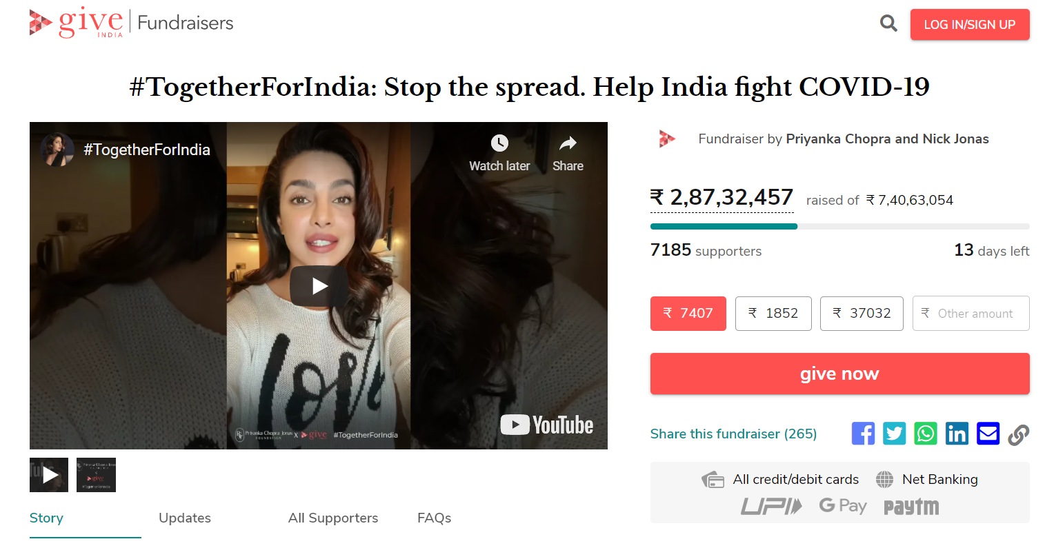 Celebrities joining Relief efforts for India