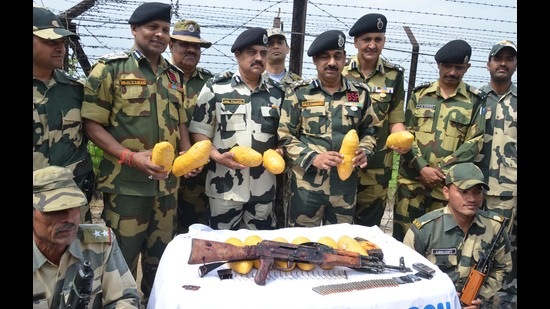 Border Security Force (BSF) has been consistently recovering drugs and arms being pushed from Pakistan side. Border Security Force (BSF) has been consistently recovering drugs and arms being pushed from Pakistan side.