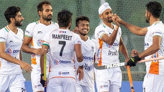 Indian players celebrate. (Hockey India) Indian players celebrate. (Hockey India)