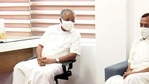 Kerala Chief Minister Pinarayi Vijayan, who is contesting from Dharmadam, watches the election trends along with party members, in Thiruvananthapuram. (ANI Photo) Kerala Chief Minister Pinarayi Vijayan, who is contesting from Dharmadam, watches the election trends along with party members, in Thiruvananthapuram. (ANI Photo)