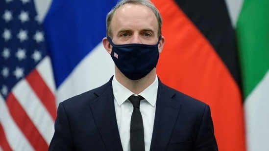 Britain's foreign secretary Dominic Raab wears a protective mask. (Reuters file photo)