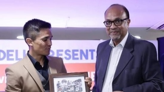 File image of DK Bose with Sunil Chhetri. (Twitter) File image of DK Bose with Sunil Chhetri. (Twitter)