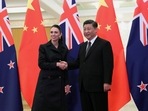 Chinese President Xi Jinping and New Zealand Prime Minister Jacinda Ardern shake hands before the meeting at the Great Hall of the People in Beijing, China April 1, 2019.