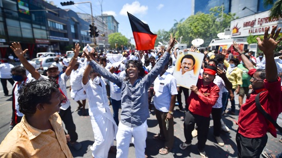 DMK supporters celebrating the Assembly polls results at their party headquarters, in Chennai on May 2. The DMK returns to power after a decade, riding on a degree of anti-incumbency, Stalin’s leadership, alliances, and unease with the BJP.(R Senthil Kumar / PTI)