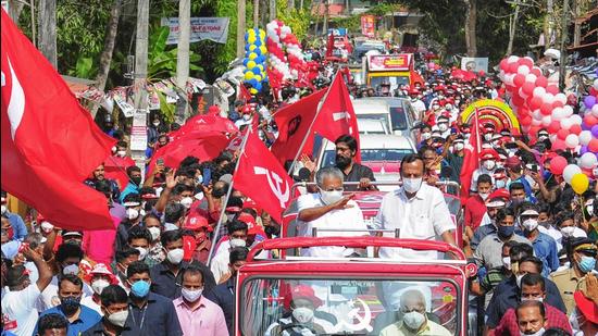 Kerala CM Pinarayi Vijayan at an election campaign. (File photo)