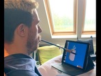 The image shows Henry Fraser drawing the digital piece.(Twitter/@henryfraser0) The image shows Henry Fraser drawing the digital piece.(Twitter/@henryfraser0)