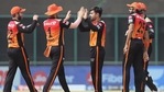 Rashid Khan celebrates the wicket of Yashasvi Jaiswal during the match between the Rajasthan Royals and the Sunrisers Hyderabad. (ANI Photo/IPL Twitter) Rashid Khan celebrates the wicket of Yashasvi Jaiswal during the match between the Rajasthan Royals and the Sunrisers Hyderabad. (ANI Photo/IPL Twitter)