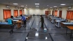 Workers disinfect an isolation center for Covid-19 positive people in Hyderabad, on Monday, May 3, 2021. (Mahesh Kumar A / AP Photo) Workers disinfect an isolation center for Covid-19 positive people in Hyderabad, on Monday, May 3, 2021. (Mahesh Kumar A / AP Photo)
