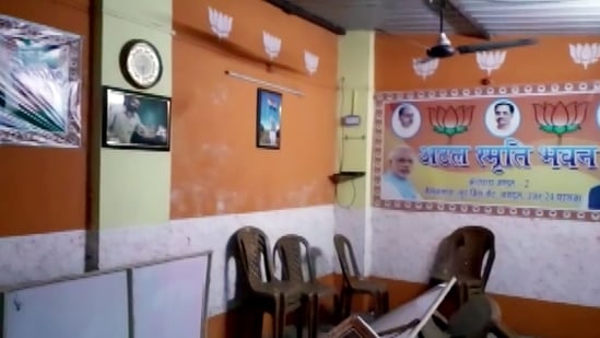 BJP office and shops vandalized by unidentified people, in Ghoshpara road of Bhatpara on Monday. (ANI Photo)