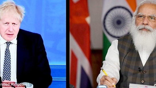 The virtual summit was held after Johnson cancelled a state visit to New Delhi twice because of the Covid-19 situation. (ANI Photo) The virtual summit was held after Johnson cancelled a state visit to New Delhi twice because of the Covid-19 situation. (ANI Photo)