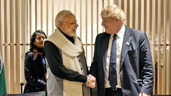 Prime Minister Narendra Modi with Britain Prime Minister Boris Johnson. (File photo) Prime Minister Narendra Modi with Britain Prime Minister Boris Johnson. (File photo)