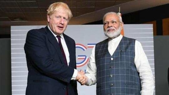 Prime Minister Narendra Modi with his British counterpart Boris Johnson.(Reuters) Prime Minister Narendra Modi with his British counterpart Boris Johnson.(Reuters)