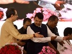 The MVA ministers and former Maharashtra CM Fadnavis blamed each other after the Supreme Court gave its verdict on the Maratha quota. (Bachchan Kumar/ Hindustan Times) The MVA ministers and former Maharashtra CM Fadnavis blamed each other after the Supreme Court gave its verdict on the Maratha quota. (Bachchan Kumar/ Hindustan Times)