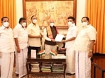 DMK's Stalin meets Governor Banwarilal Purohit. DMK's Stalin meets Governor Banwarilal Purohit.