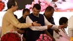 The MVA ministers and former Maharashtra CM Fadnavis blamed each other after the Supreme Court gave its verdict on the Maratha quota. (Bachchan Kumar/ Hindustan Times) The MVA ministers and former Maharashtra CM Fadnavis blamed each other after the Supreme Court gave its verdict on the Maratha quota. (Bachchan Kumar/ Hindustan Times)