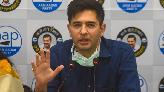 Raghav Chadha, who is also a Delhi MLA, said, “Cryogenic tankers are now national assets.." (Photo by Amal KS/ Hindustan Times) (Amal KS/HT PHOTO)