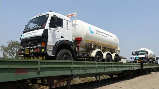 34 Oxygen Express trains have already completed their journey so far and have delivered more than 2067 metric tonnes liquid medical oxygen (LMO) to various states. (HT PHOTO.) 34 Oxygen Express trains have already completed their journey so far and have delivered more than 2067 metric tonnes liquid medical oxygen (LMO) to various states. (HT PHOTO.)
