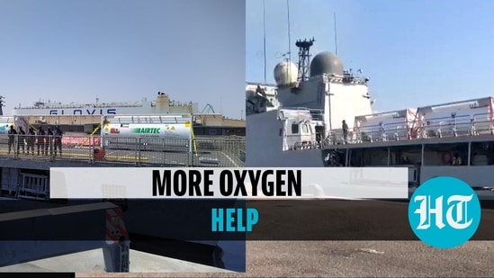 INS Talwar arrived in Mangaluru with the oxygen consignment (Twitter)