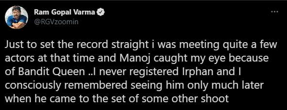 Ram Gopal Varma on Irrfan's audition for Daud.