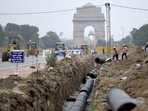 The jamun trees near Rajpath have a special significance to birders and nature lovers in the city. In picture - Rajpath dug up as part of the Central Vista Redevelopment project.(HT Photo ) The jamun trees near Rajpath have a special significance to birders and nature lovers in the city. In picture - Rajpath dug up as part of the Central Vista Redevelopment project.(HT Photo )