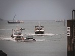 French fishing vessels at sea off the coast of Jersey, Thursday, May 6, 2021.