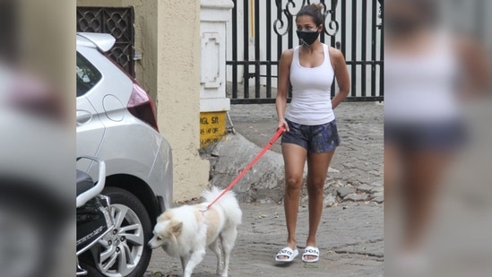 Malaika Arora was recently snapped in Bandra, Mumbai while walking her dog. (Varinder Chawla)