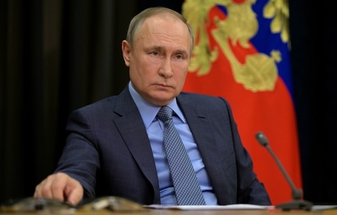 Russian President Vladimir Putin holds a video conference meeting with Deputy Prime Minister Tatyana Golikova in Sochi, Russia. (REUTERS ) Russian President Vladimir Putin holds a video conference meeting with Deputy Prime Minister Tatyana Golikova in Sochi, Russia. (REUTERS )