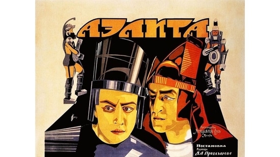 Aelita (1924): Check out those costumes! The silent film Aelita: Queen of Mars was released in 1924 and was based on Alexei Tolstoy's sci-fi novel which had come out the previous year.