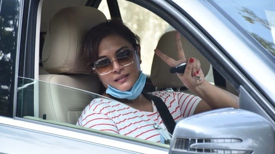 Richa Chadha, who is very active on Twitter, was seen driving around.(Varinder Chawla)
