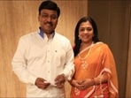 K Bhagyaraj with his wife Poornima. K Bhagyaraj with his wife Poornima.
