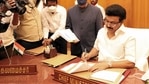 After reaching his office in the Secretariat at Fort St George, MK Stalin signed five important orders, four of which were promised in DMK’s election manifesto.(ANI) After reaching his office in the Secretariat at Fort St George, MK Stalin signed five important orders, four of which were promised in DMK’s election manifesto.(ANI)