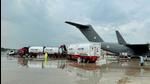 IAF C17 transport aircraft gearing up to airlift more empty oxygen containers from Singapore. (File photo) IAF C17 transport aircraft gearing up to airlift more empty oxygen containers from Singapore. (File photo)