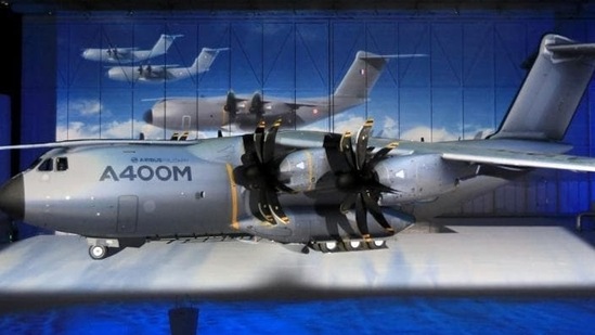 An Airbus A400M military transport plane is pictured during a ceremony at an assembly plant in the Andalusian capital of Seville. (Reuters Photo)