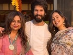 Neliima Azeem poses with Shahid Kapoor and Mira Rajput. Neliima Azeem poses with Shahid Kapoor and Mira Rajput.