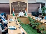 Union Health Minister Dr. Harsh Vardhan attends the 25the meeting of the Group of Ministers on the Covid-19 situation, in New Delhi