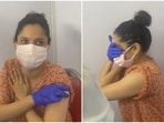 Ankita Lokhande shared a video of herself getting the first shot of the Covid-19 vaccine.