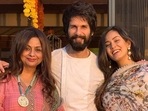 Neliima Azeem poses with Shahid Kapoor and Mira Rajput. Neliima Azeem poses with Shahid Kapoor and Mira Rajput.