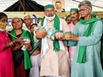 Farmer leader Rakesh Tikait, who has got the first dose of vaccine, is also on the ground at Ghazipur leading his supporters. (ANI)