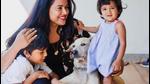 Actor Sameera Reddy with her kids