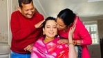 Kangana Ranaut with her father and mother. Kangana Ranaut with her father and mother.