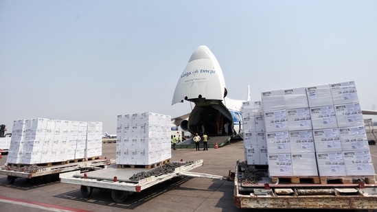 On Sunday morning, Delhi customs said in a statement that the medical aid onboard the aircraft was cleared within 25 minutes of its landing.(ANI) On Sunday morning, Delhi customs said in a statement that the medical aid onboard the aircraft was cleared within 25 minutes of its landing.(ANI)