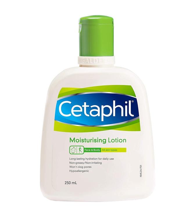 The hypoallergenic, non - greasy face and body lotion works for most skin types
