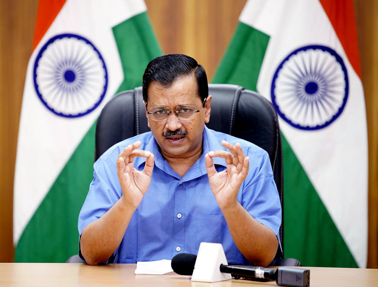 Delhi Chief Minister Arvind Kejriwal addresses the media on the Covid-19 situation, in New Delhi. (ANI Photo)